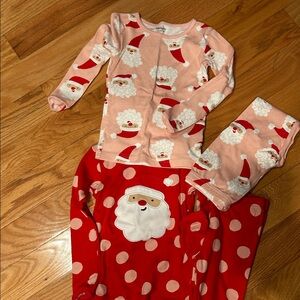 Carter's Festive Santa Kids Pajama Set - Light Pink and Red